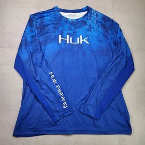 Huk Performance Fishing Shirt Men's 3XL Kryptek Blue Long Sleeve Stretch Vented